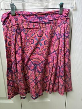 Dakini Pink Paisley-Print Circle Skirt with Fuchsia Accents